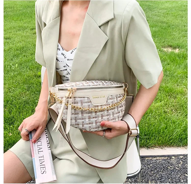 Petit sac banane femme tendance avec chaine