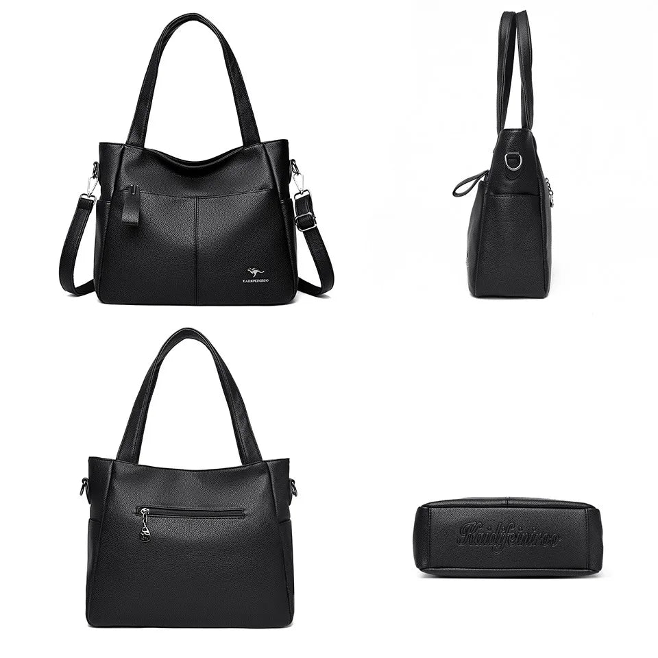 Sac cabas noir Genuine Leather à bandoulière Rouge-Jaune A-Gris-Vert-Bleu-Noir A-Jaune B-Kaki-Burgundy-Noir B-Jaune C-ShopGET® 