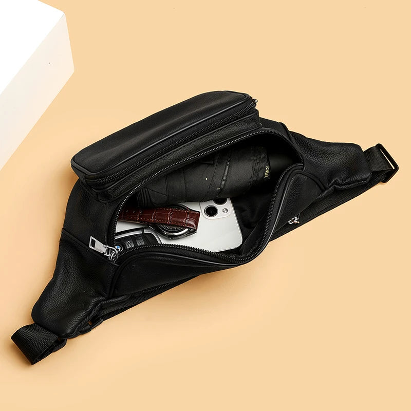 Sac banane homme cuir noir - ShopGET®