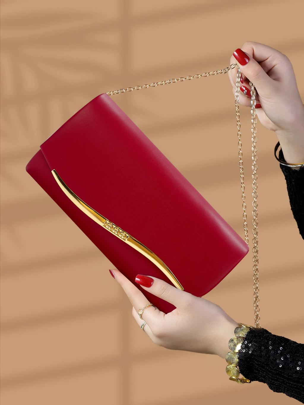 Pochette femme de luxe Blanc-Noir-Rouge-ShopGET® 