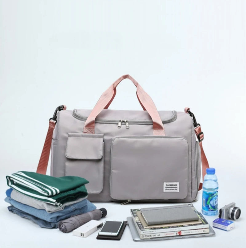 Sac weekend femme multipoches Lavender-Noir-Vert-Bleu-Rose-Pourpre-Gris-ShopGET® 