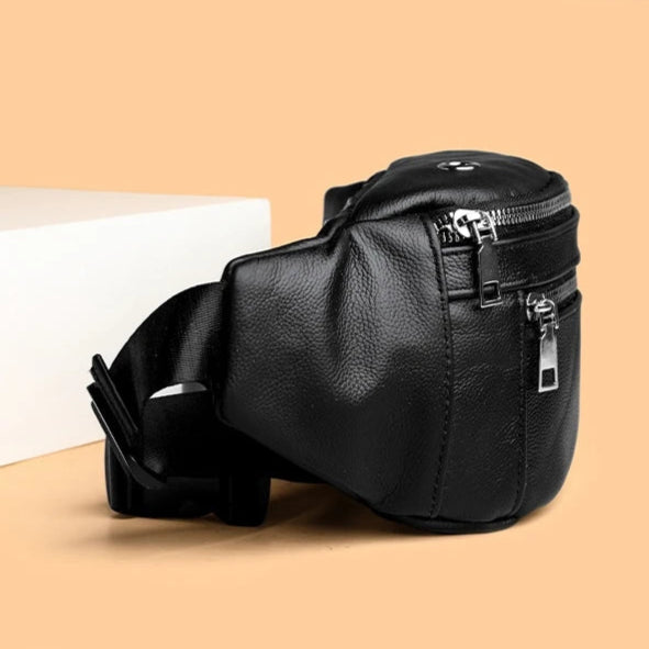 Sac banane homme cuir marron solide