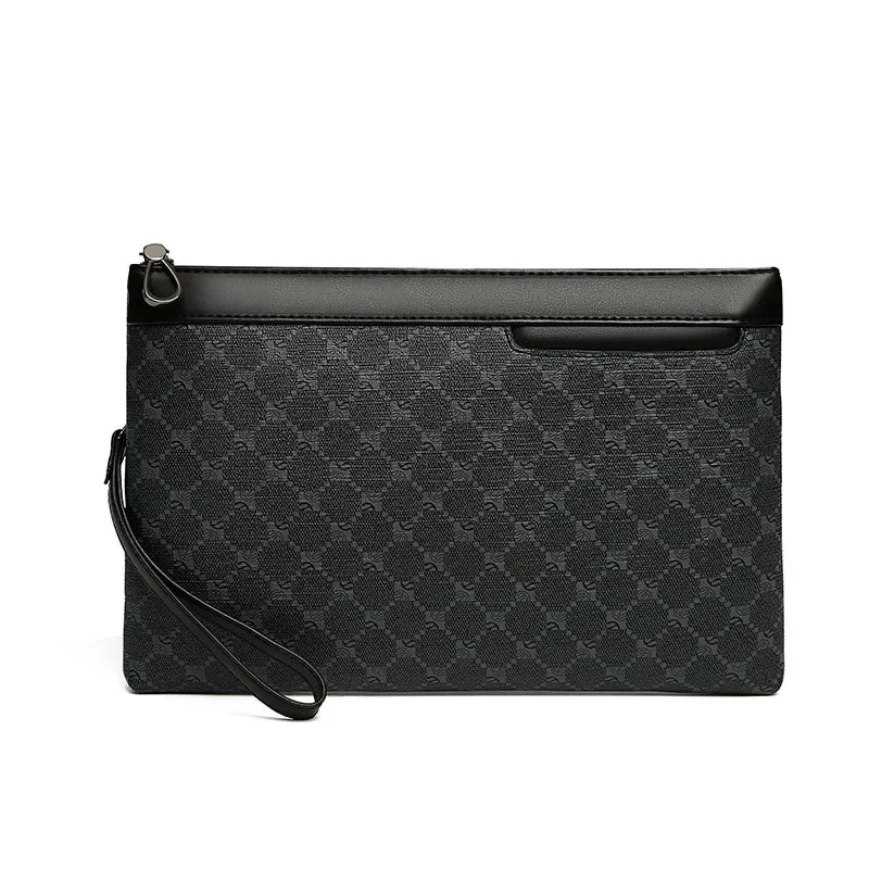 Pochette homme plaid en forme d'enveloppe Noir / 30cm x 19cm x 2cm-Noir / 27cm x 17cm x 2cm-ShopGET® 