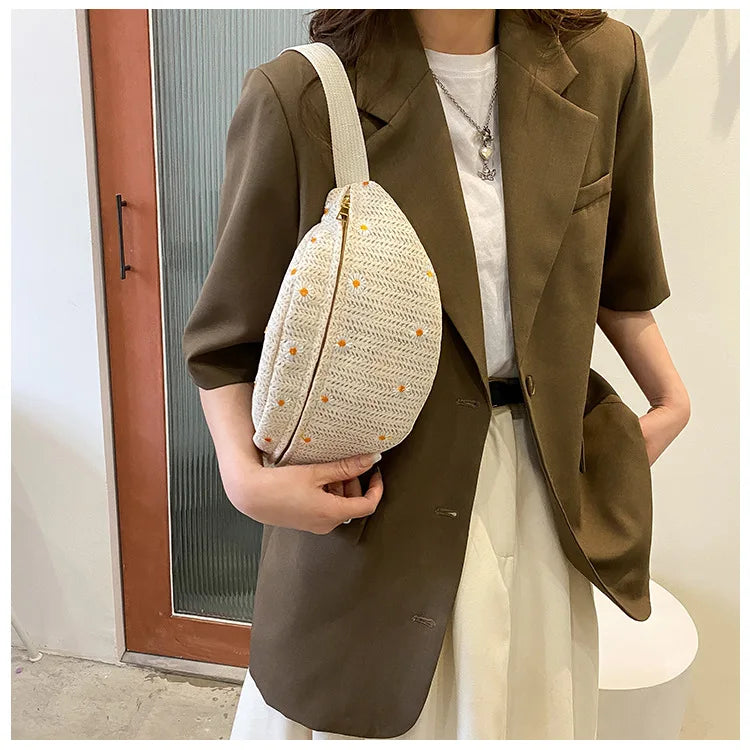 Sac banane femme paille fleurs - ShopGET®