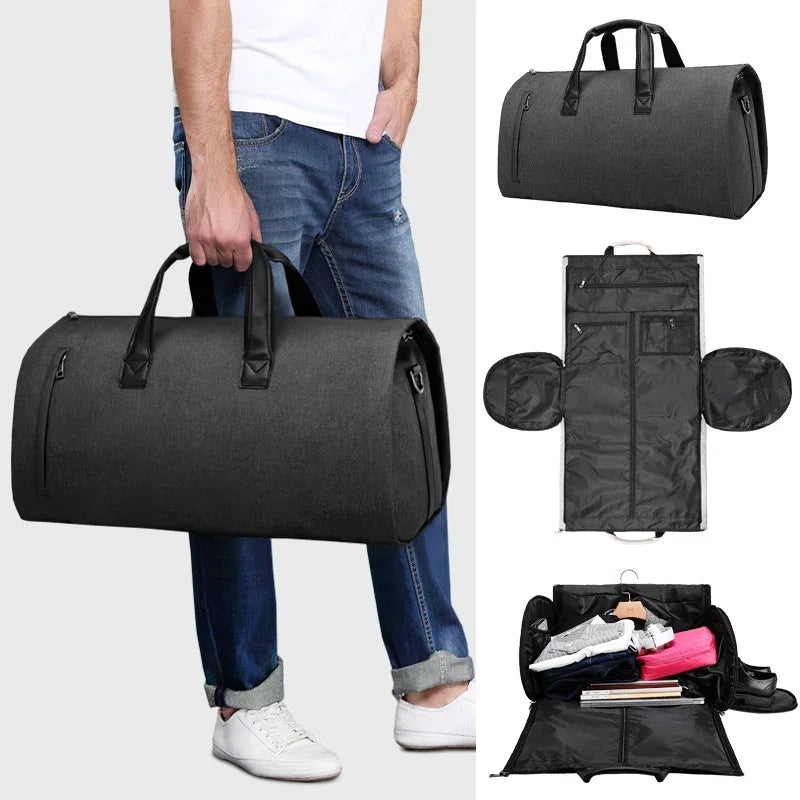Grand sac weekend à bandoulière Gris-Noir-Gris Sombre-ShopGET® 