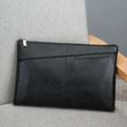 Pochette homme en cuir idéal pour VIP party Noir / 30cm x 19cm x 2cm-Noir / 27cm x 17cm x 2cm-ShopGET® 
