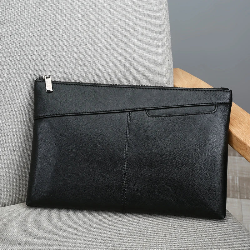 Pochette homme en cuir idéal pour VIP party Noir / 30cm x 19cm x 2cm-Noir / 27cm x 17cm x 2cm-ShopGET® 