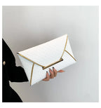 Pochette femme de luxe pas cher en cuir Noir / 28.5 x 10 x 17.5cm-Blanc / 28.5 x 10 x 17.5cm-off Blanc / 28.5 x 10 x 17.5cm-Marron / 28.5 x 10 x 17.5cm-ShopGET® 