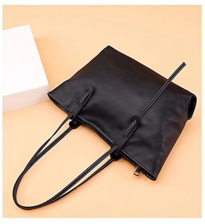 Sac cabas noir élégant en cuir Noir-Marron-Vert-ShopGET® 
