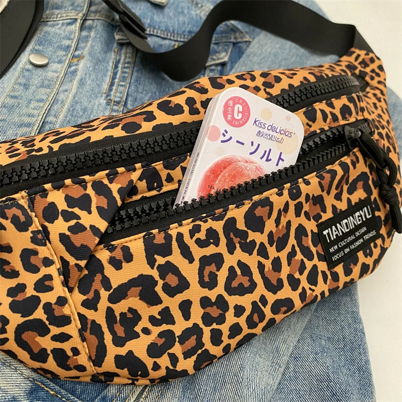 Sac banane léopard anti-vol en toile