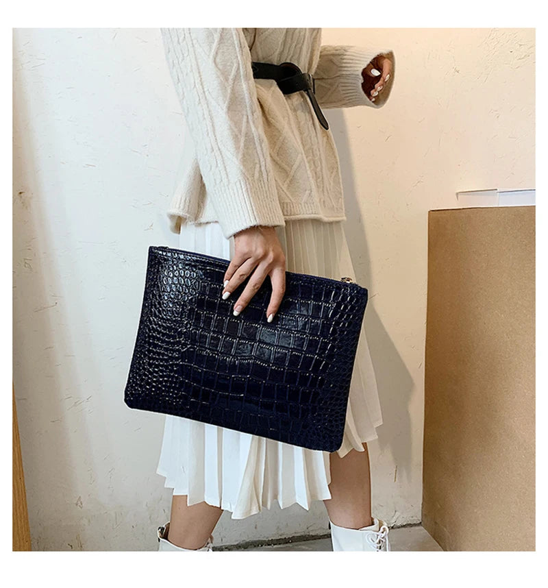 Pochette femme en cuir brillant A / 33x24cm-B / 33x24cm-C / 33x24cm-D / 33x24cm-E / 33x24cm-F / 33x24cm-G / 33x24cm-H / 33x24cm-ShopGET® 