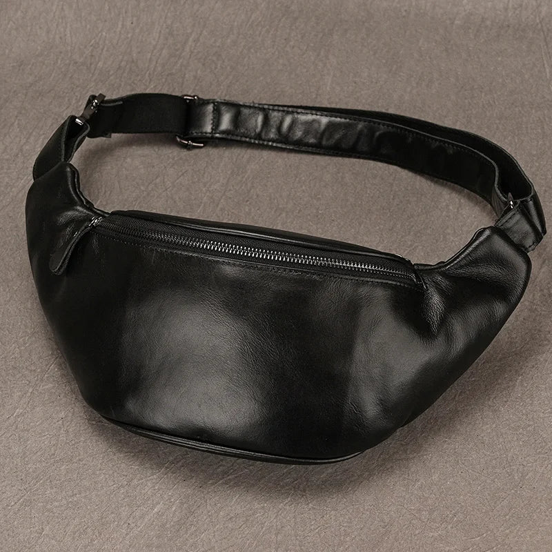 Sac banane en cuir solide pour homme