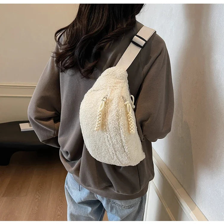 Grand sac banane velours pour femme