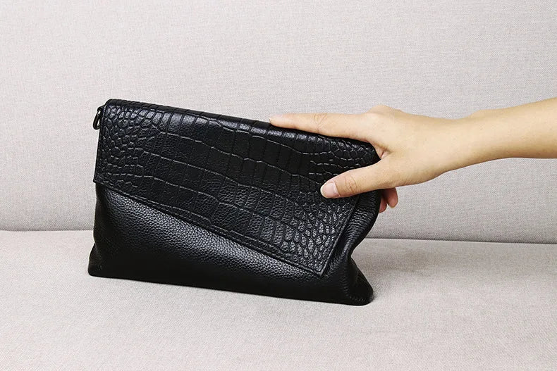 Pochette femme sac en cuir Rouge-Pourpre-Noir-ShopGET® 