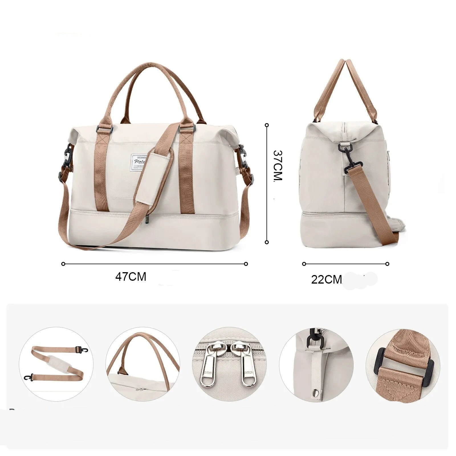 Sac weekend femme style tote bag Bleu-Noir-Gris-Beige-ShopGET® 