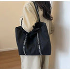 sac cabas tissu femme Noir-Beige-ShopGET® 