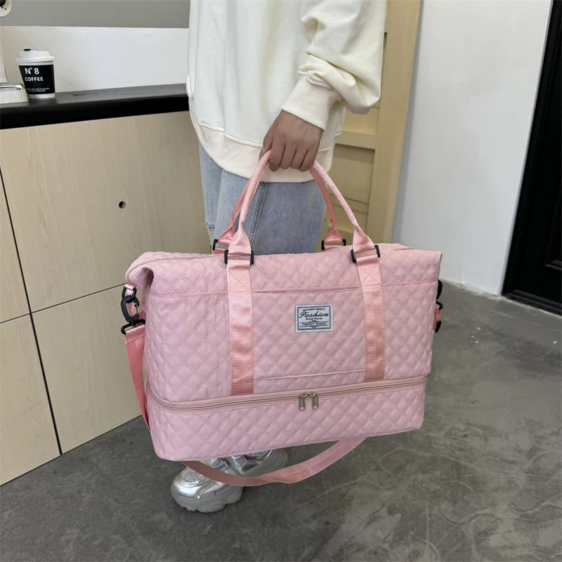 Sac weekend femme tissu Rose-Bleu-Blanc-Pourpre-Gris-Noir-ShopGET® 