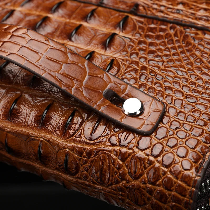 Pochette homme décor peau de crocodile Noir / 22cm x 14cm x 4.5cm-Marron / 22cm x 14cm x 4.5cm-ShopGET® 