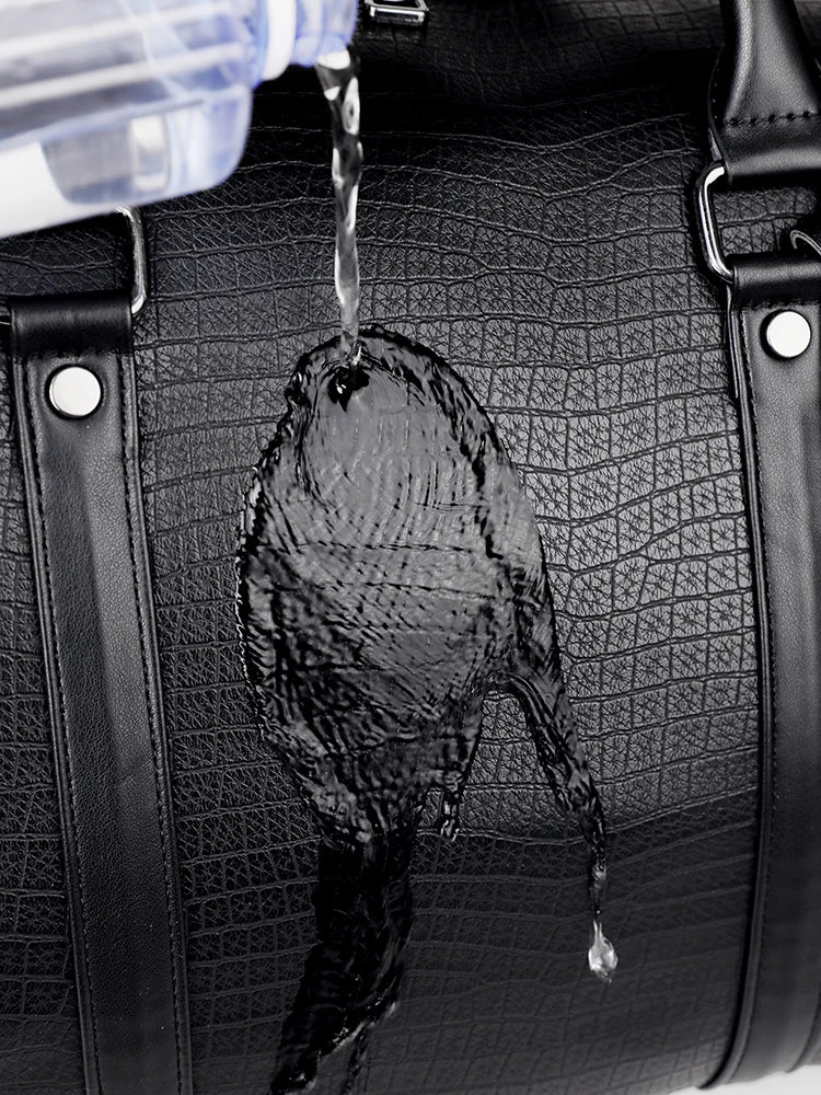 Sac weekend femme en cuir solide et premium Noir-ShopGET® 