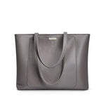 Sac cabas en cuir grand et simple Marron-Gris-ShopGET® 