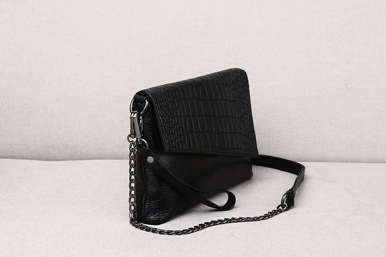 Pochette femme sac en cuir Rouge-Pourpre-Noir-ShopGET® 