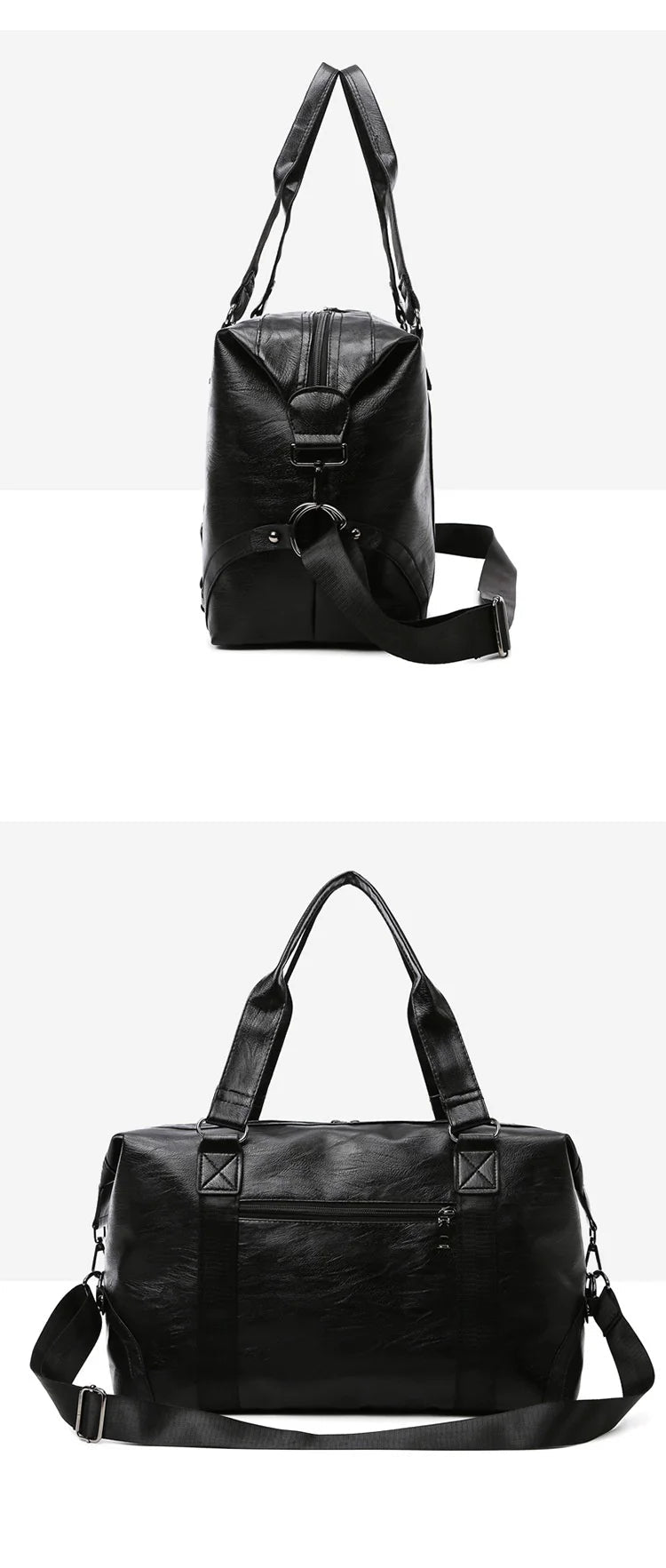 Sac weekend femme business en PU cuir Marron-Noir-ShopGET® 