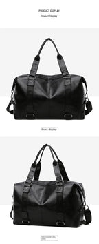 Sac weekend femme business en PU cuir Marron-Noir-ShopGET® 