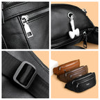 Sac banane homme cuir marron solide