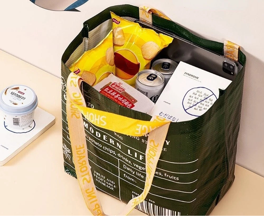 Sac de courses premium Vert L-Beige L-Lattice L-Stripe L-Blanc S-Jaune S-ShopGET® 