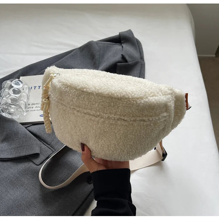 Grand sac banane velours pour femme