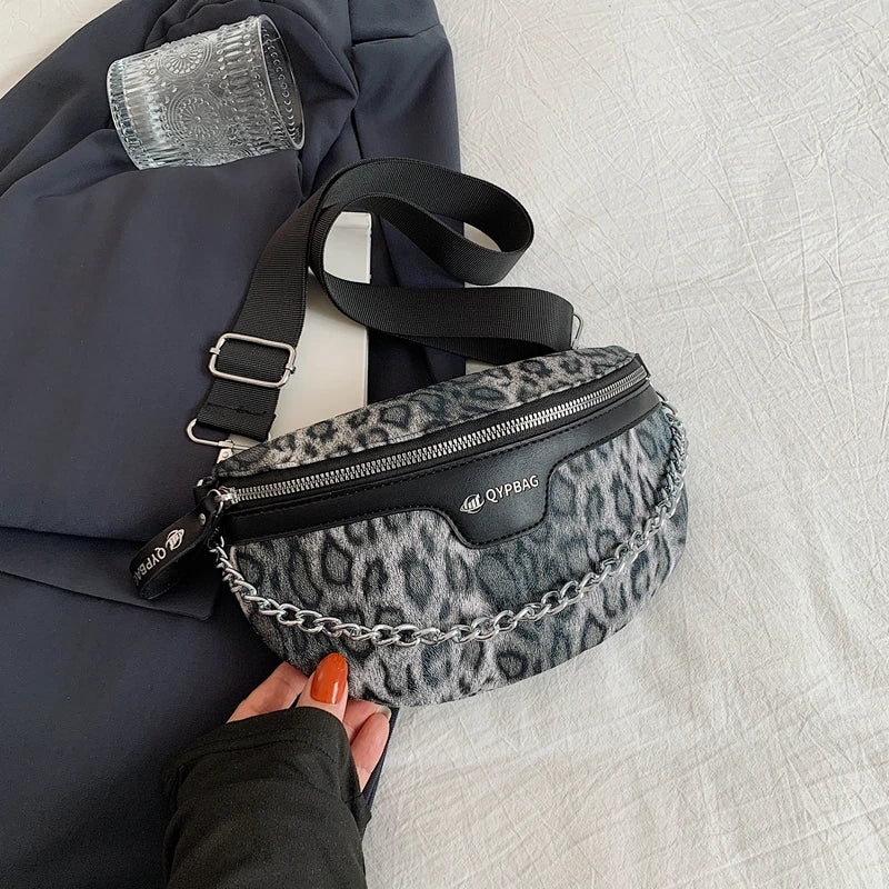 Sac banane léopard voyage à chaine