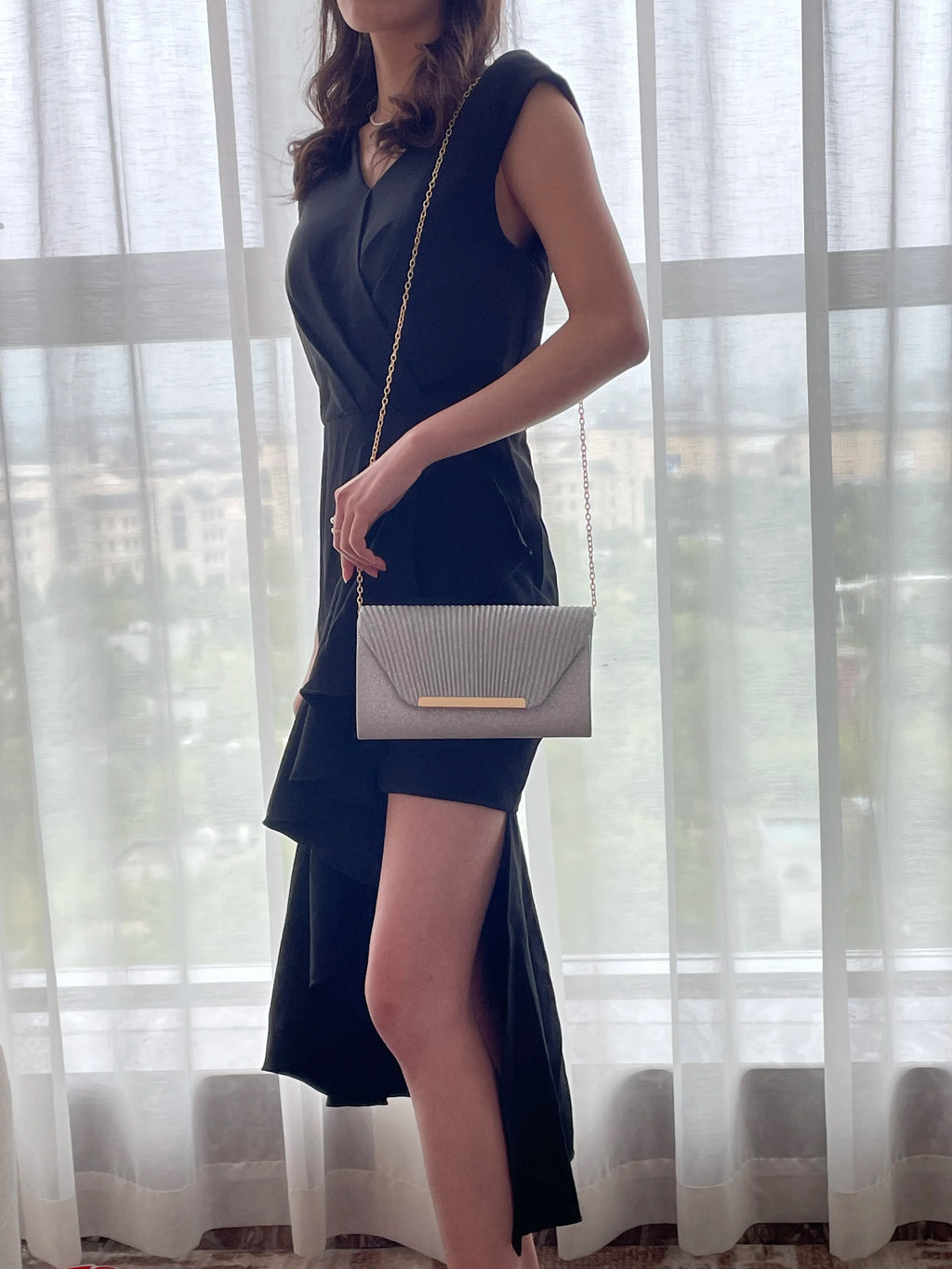 Pochette femme soirée originale Blanc-Noir-Champagne-Argent-ShopGET® 