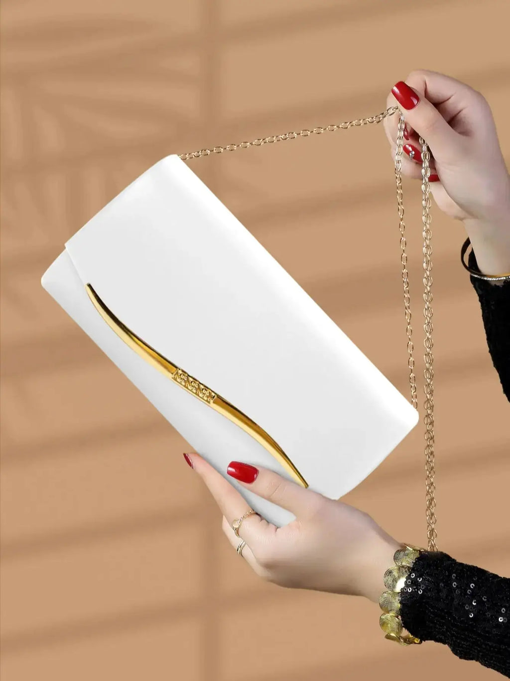 Pochette femme de luxe Blanc-Noir-Rouge-ShopGET® 
