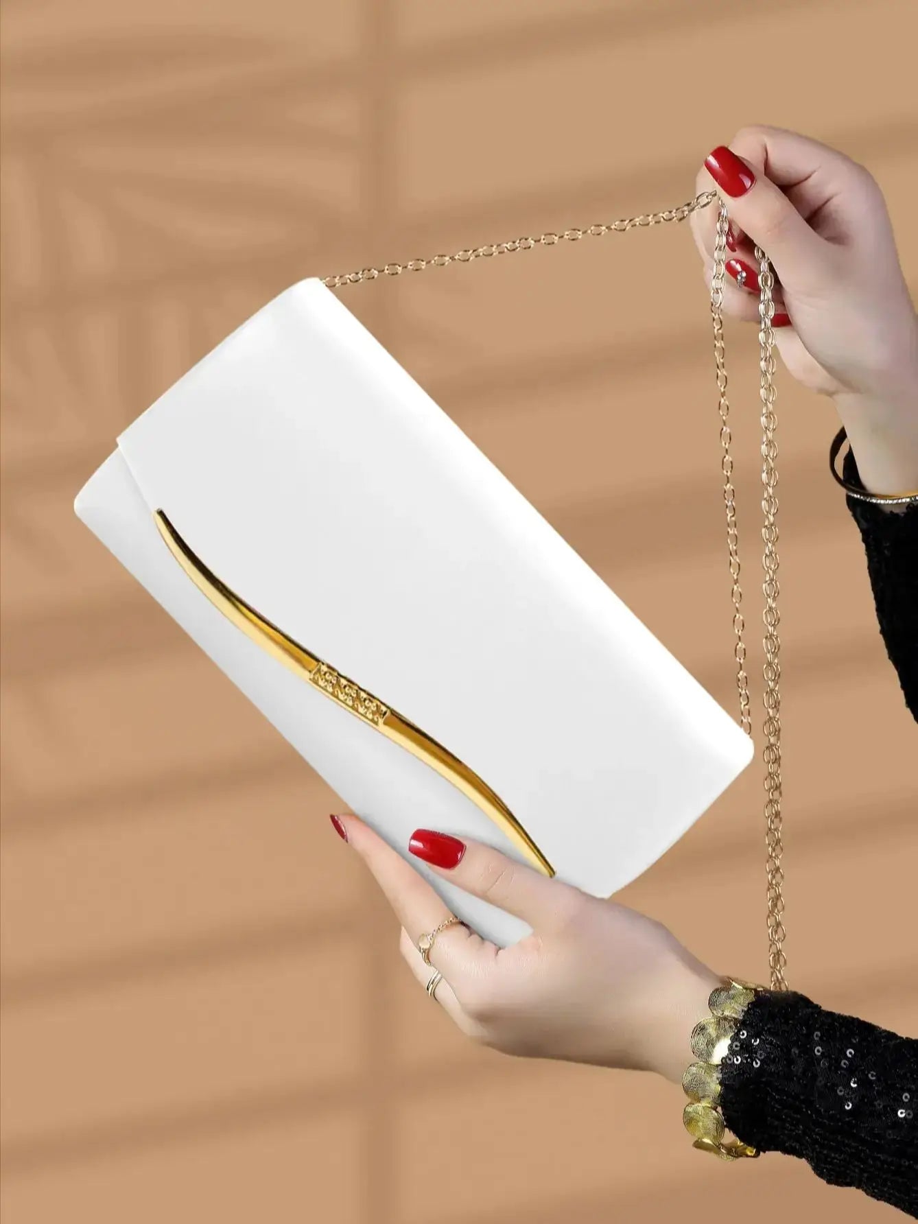 Pochette femme de luxe Blanc-Noir-Rouge-ShopGET® 