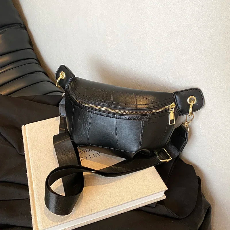 Sac banane en cuir argent femme