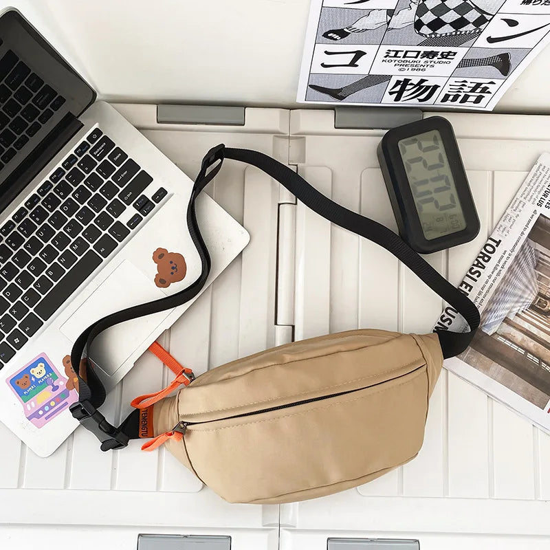 Sac banane blanc en tissu pour homme