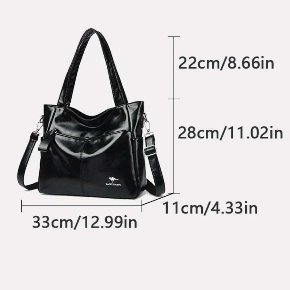 Sac cabas noir Leather kangourou à bandoulière Kaki-Gris-Noir-Bleu-Vert-Gris SB-Burgundy-Noir SB-Burgundy SB-Beige-Marron-ShopGET® 