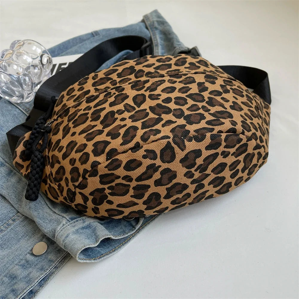 Sac banane léopard  en toile