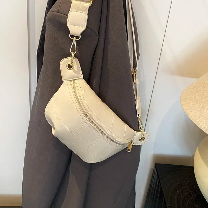 Sac banane en cuir argent femme