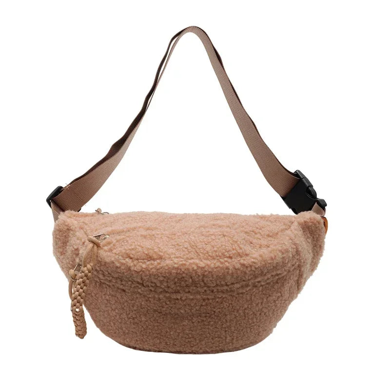 Grand sac banane velours pour femme