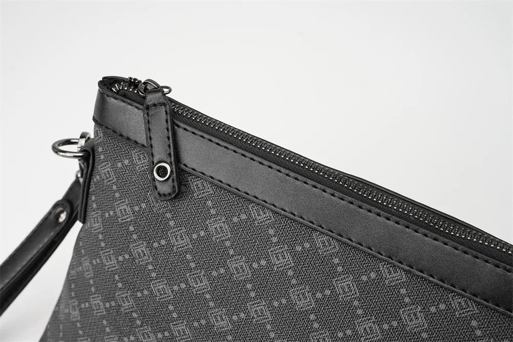 Petite pochette homme  luxe en plaid Noir-ShopGET® 