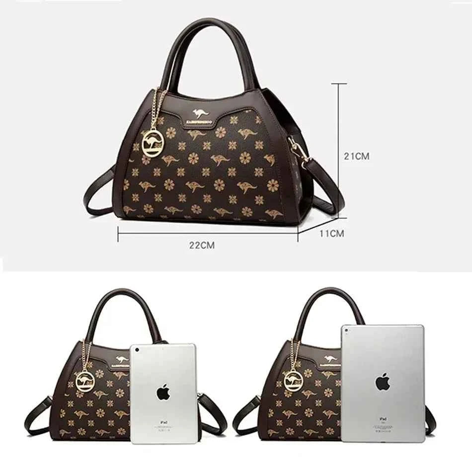 Sac cabas femme cuir floral Kangourou Kaki floral-Jaune floral-Marron floral-Noir-Shopget 