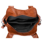 Sac cabas femme en cuir avec bandoulière Bleu-Kaki-Pourpre-Marron-Noir-Vin rouge-ShopGET® 