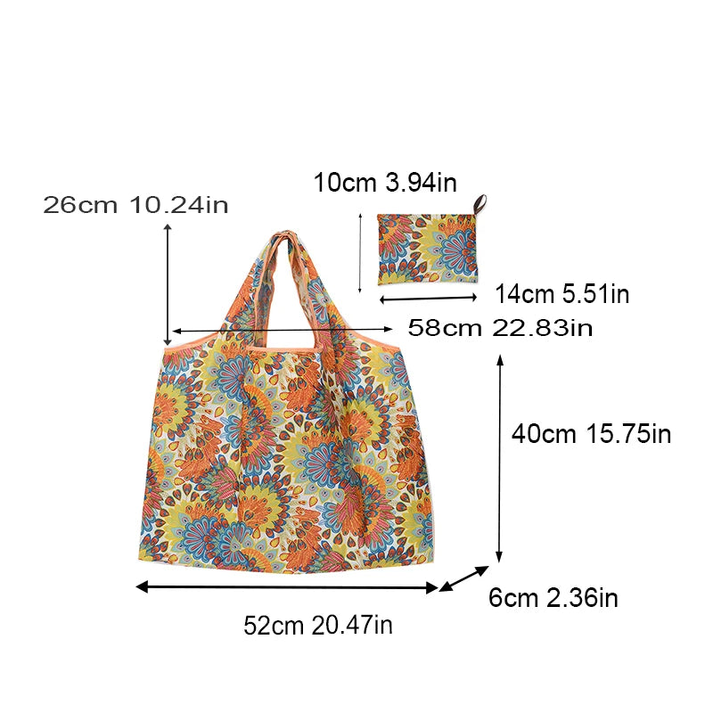 Sac de courses waterproof Noir-Floral pourpre-Orange floral-ShopGET® 