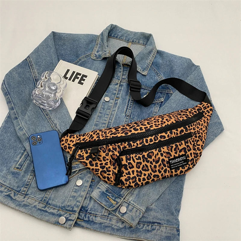 Sac banane léopard anti-vol en toile