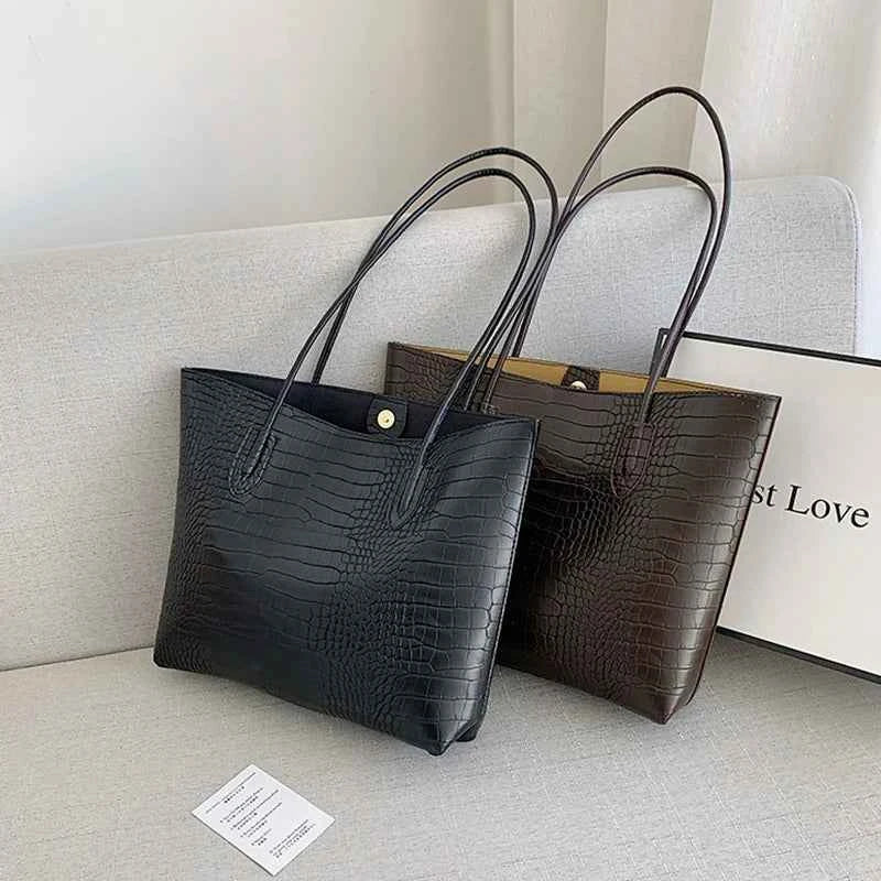 Sac cabas femme noir en cuir sans accessoires Noir / 30x32x8cm-Marron / 30x32x8cm-ShopGET® 