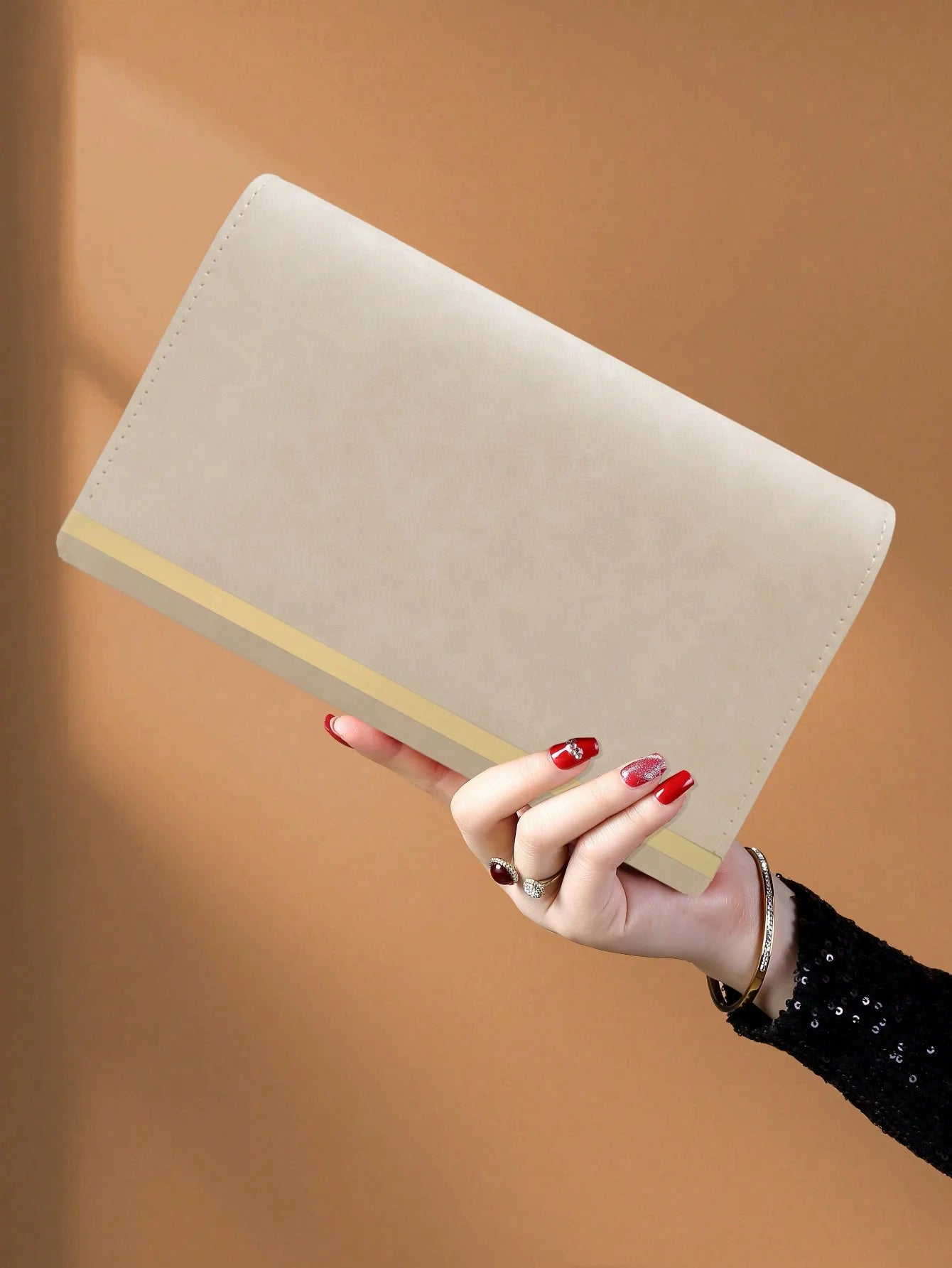 Portefeuille pochette femme de luxe Bleu-Apricot-Lotus-ShopGET® 