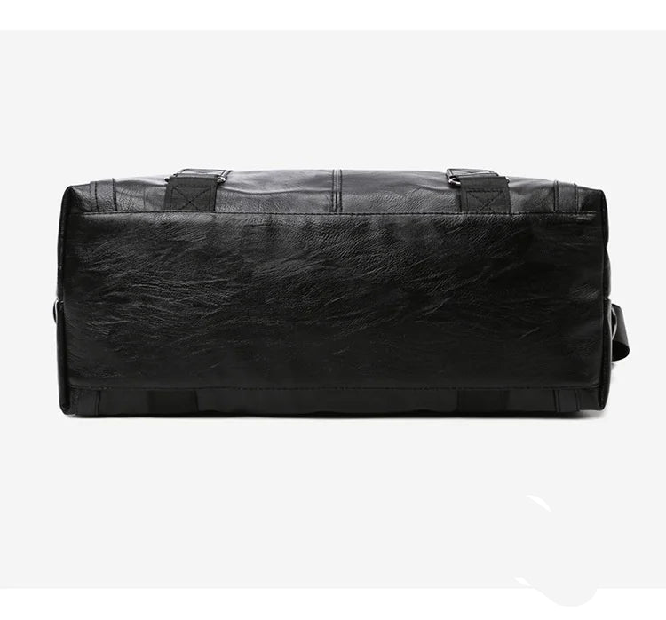 Sac weekend femme business en PU cuir Marron-Noir-ShopGET® 