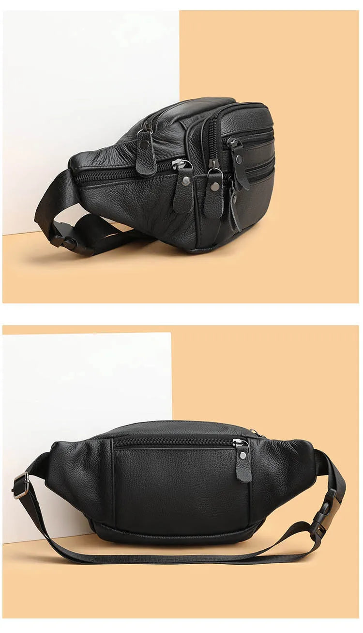 Sac banane en cuir camel homme