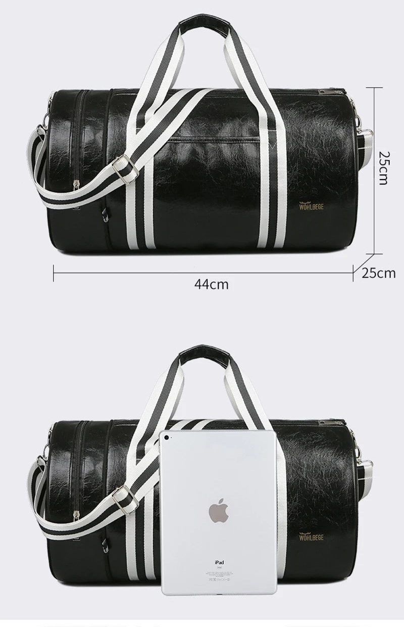 Sac polochon homme de luxe Noir-Rouge-ShopGET® 